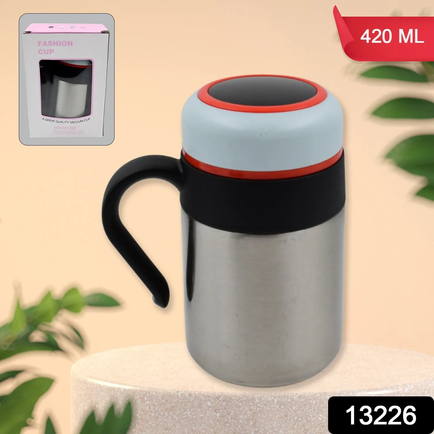 13226 Stainless Steel Mug / Bottle Vacuum Insulated Cup With Handle & Small Cup (420 ML)