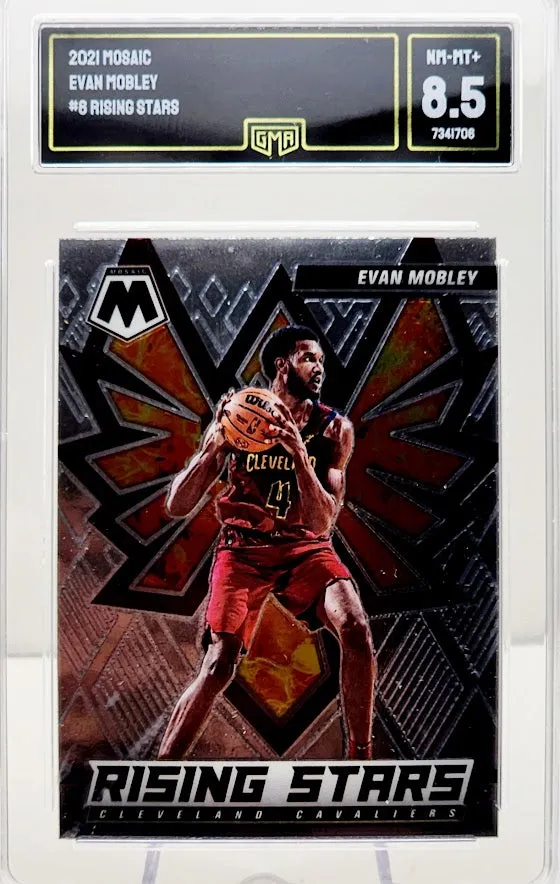 2021-22 Panini Mosaic Rising Stars Mosaic Prizm Evan Mobley #6 Rookie RC GMA 8.5 NM-MT