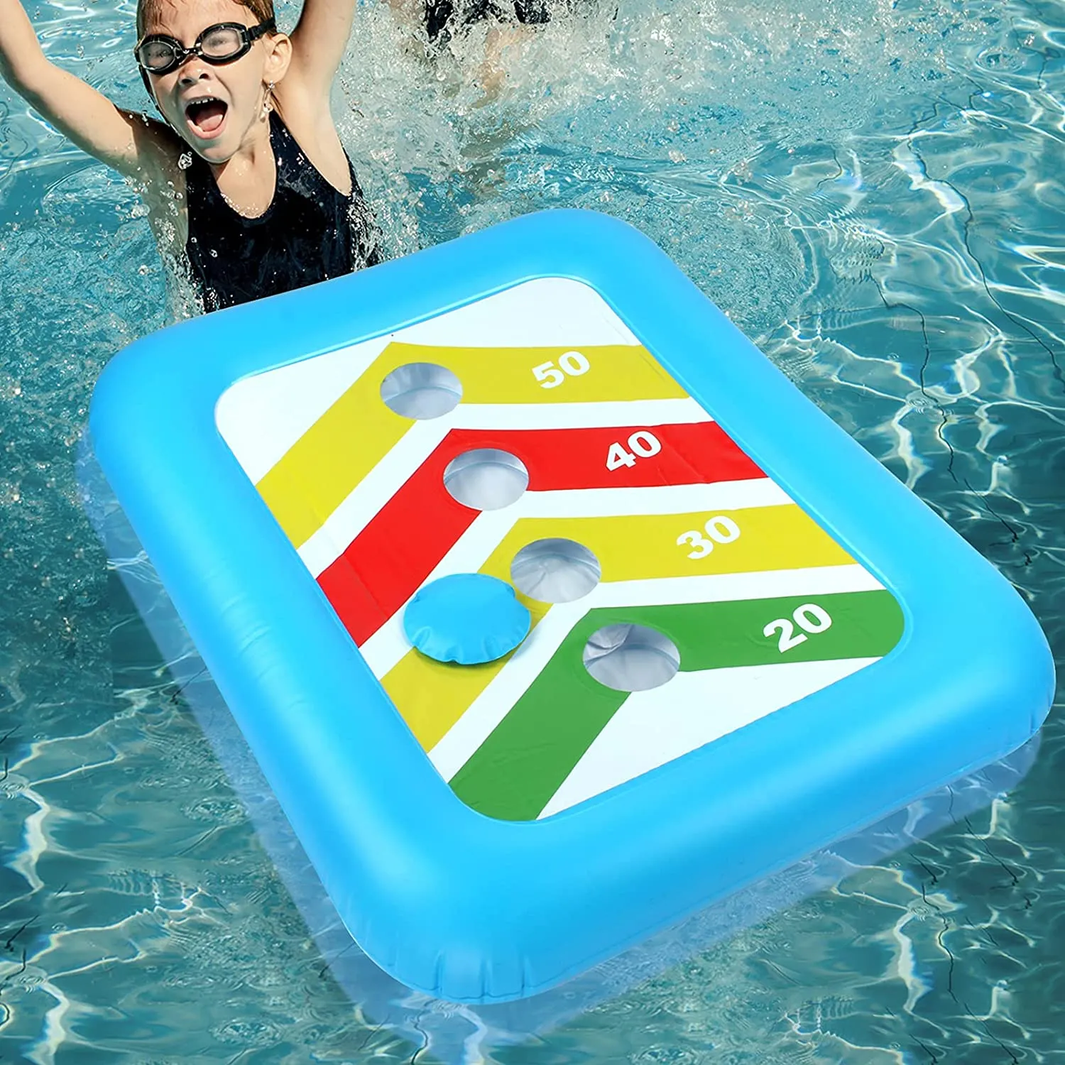 36 Floating Toss Game Inflatable Pool Ring Toss Game Floating Swimming Pool Ring Toy with 4Pcs Water Bags Floating Cornhole Board Set for Multiplayer Water Pool Game Kid Adult