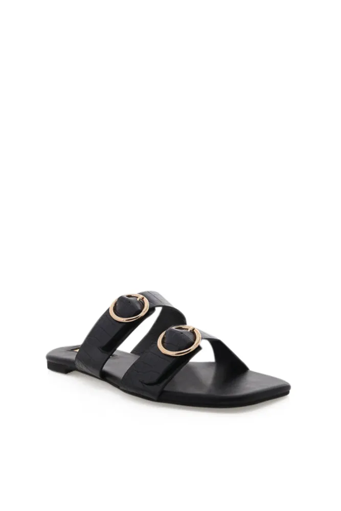 Alaia Crocodile Slide Sandal in Black