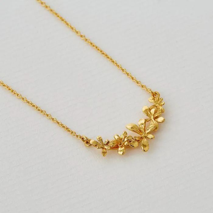 Alex Monroe Gold Plated Sprouting Rosette In-line Necklace