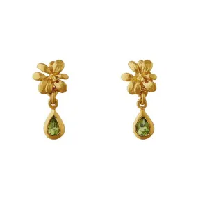 Alex Monroe Small Rosette Studs with Peridot Drop