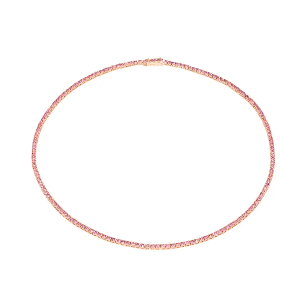 Amanda Pink Sapphire Tennis Necklace