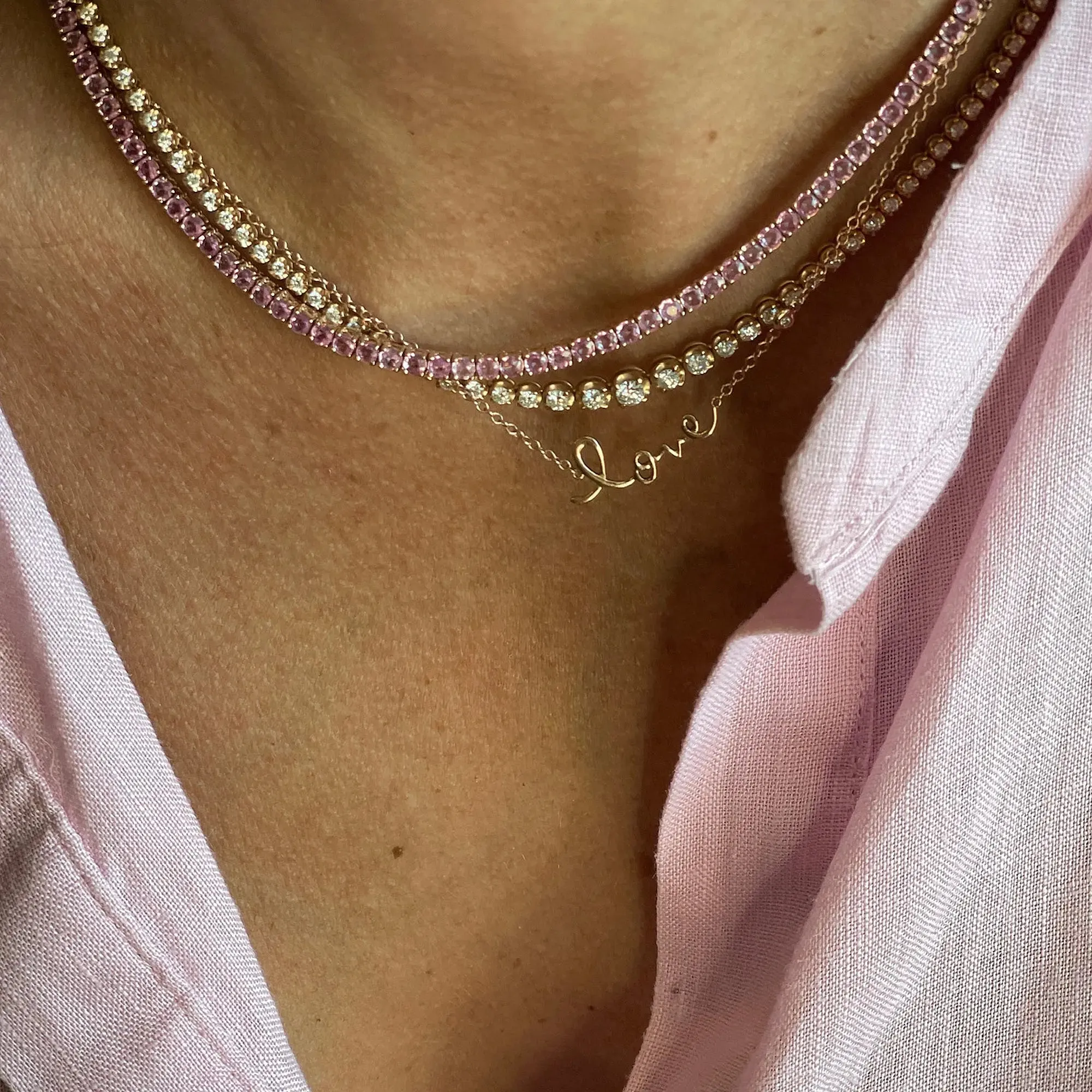 Amanda Pink Sapphire Tennis Necklace