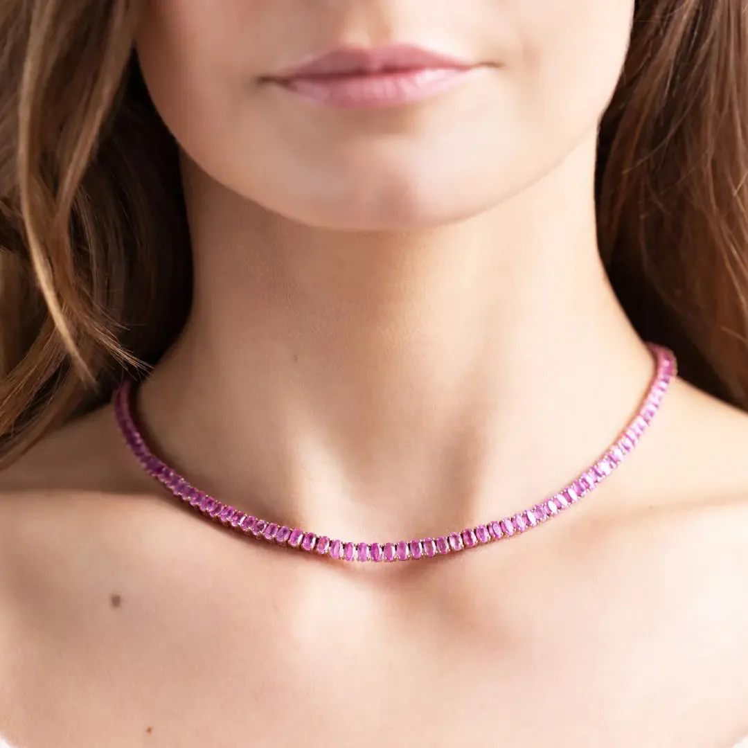 Amanda Pink Sapphire Tennis Necklace