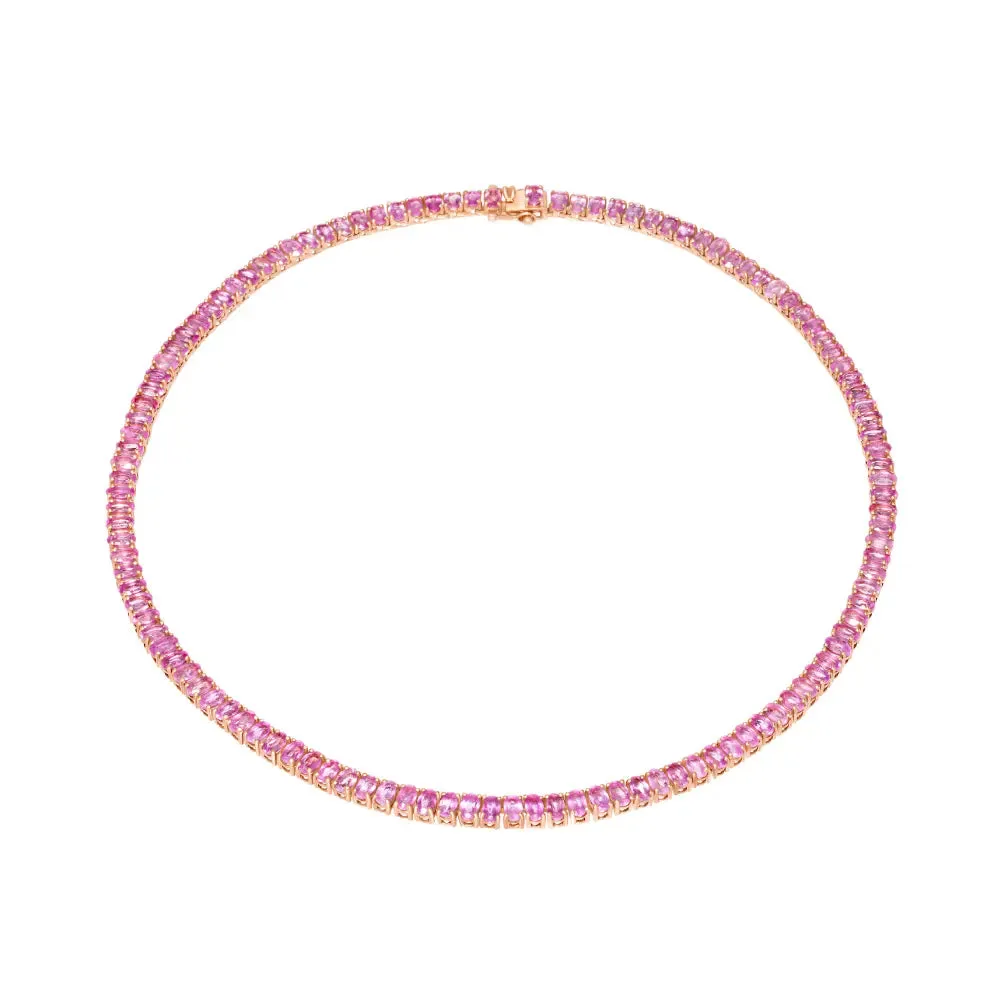 Amanda Pink Sapphire Tennis Necklace