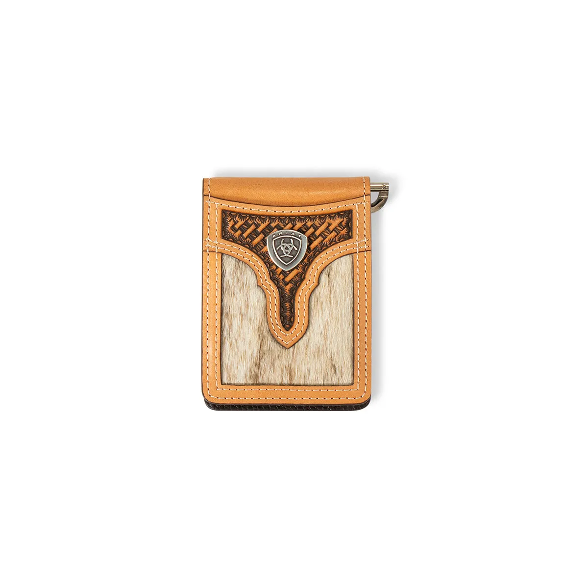 Ariat Calf Hair Basket Weave Bifold Money Clip