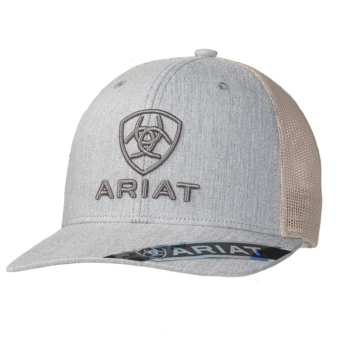 Ariat Men's Grey/Tan Embroidered Logo Snapback Ball Cap A300012008