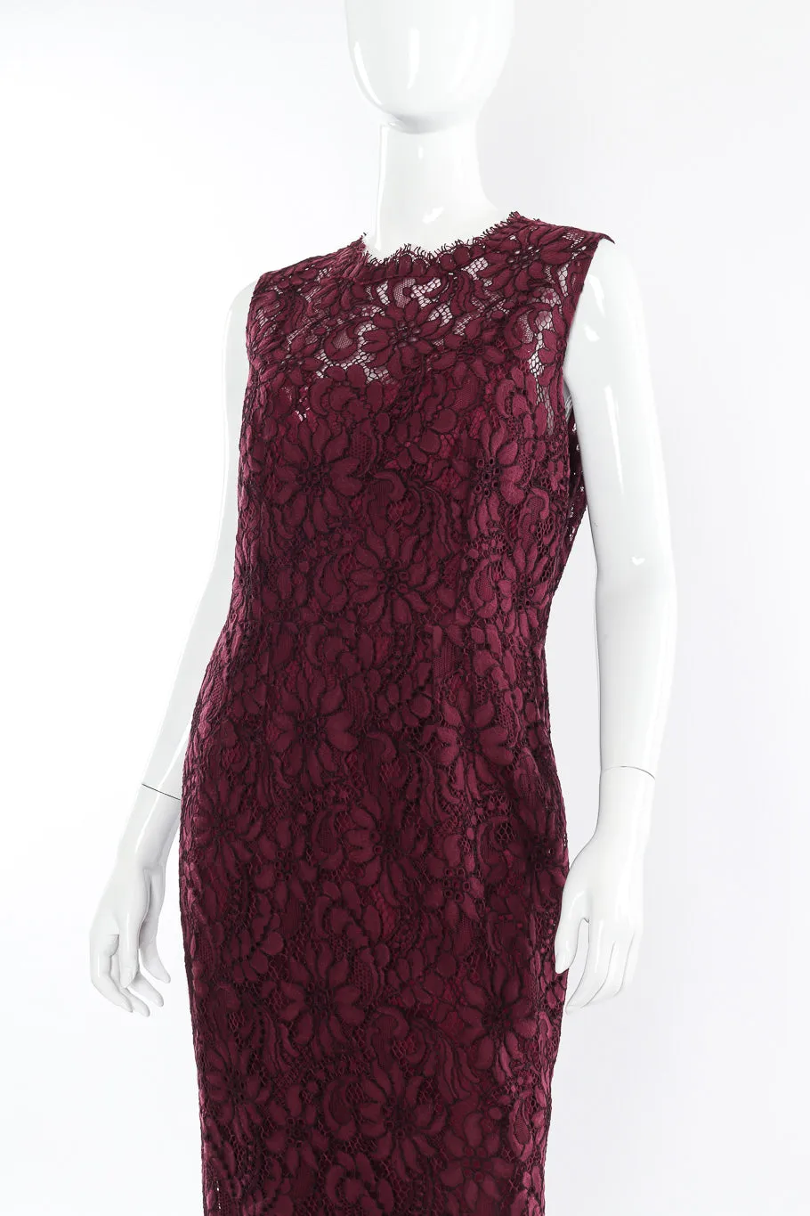 Aubergine Sleeveless Lace Midi Dress