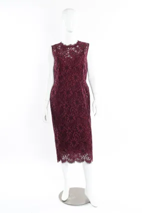 Aubergine Sleeveless Lace Midi Dress