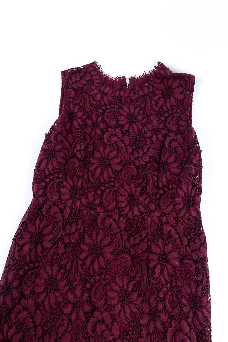 Aubergine Sleeveless Lace Midi Dress