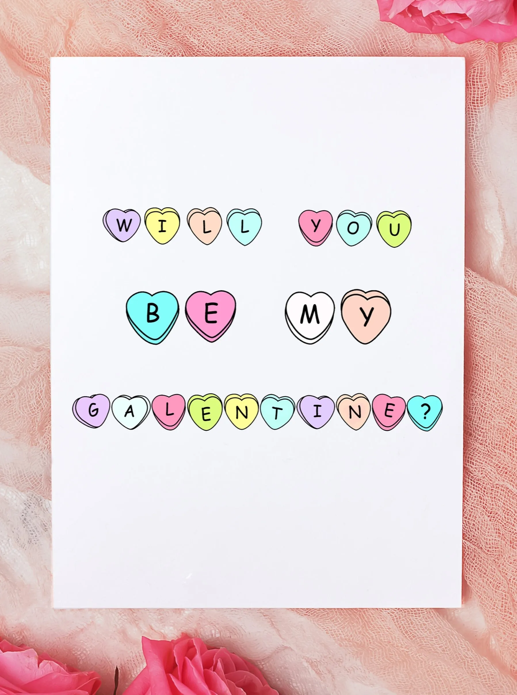 Be My Galentine Candy Hearts Card