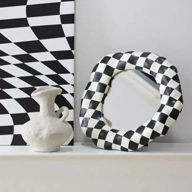 Black & White Checkerboard Vanity Mirror