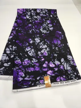 Black and Purple Ankara Print Fabric