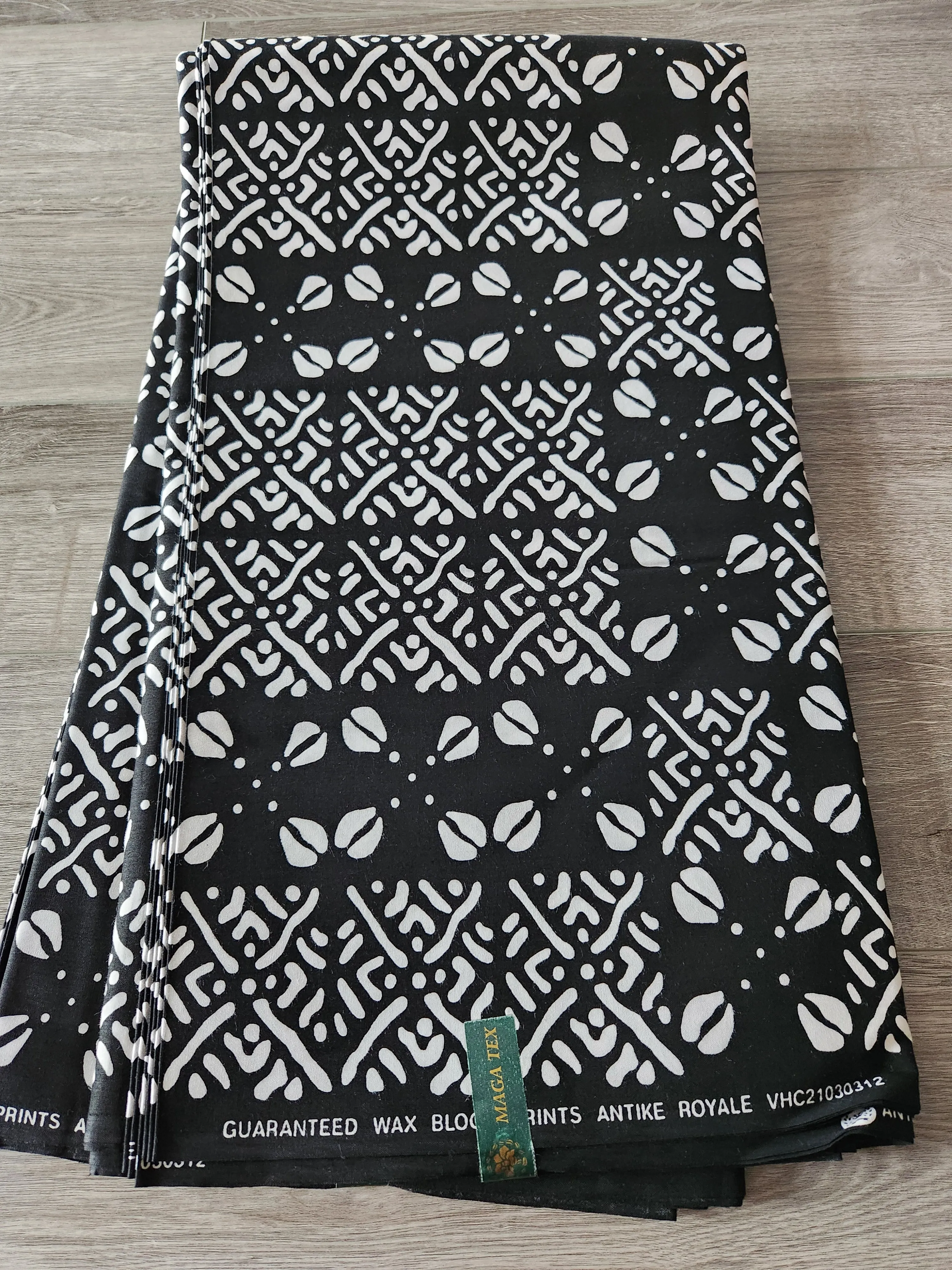 Black and White Monochrome Ankara Print Fabric