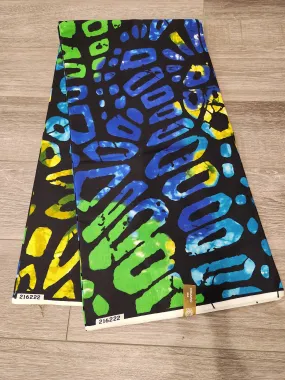 Black, Green, and Blue African Print Fabric, Ankara Fabric, AF209