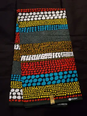 Black, Green and Red Multicolor African Ankara Fabric