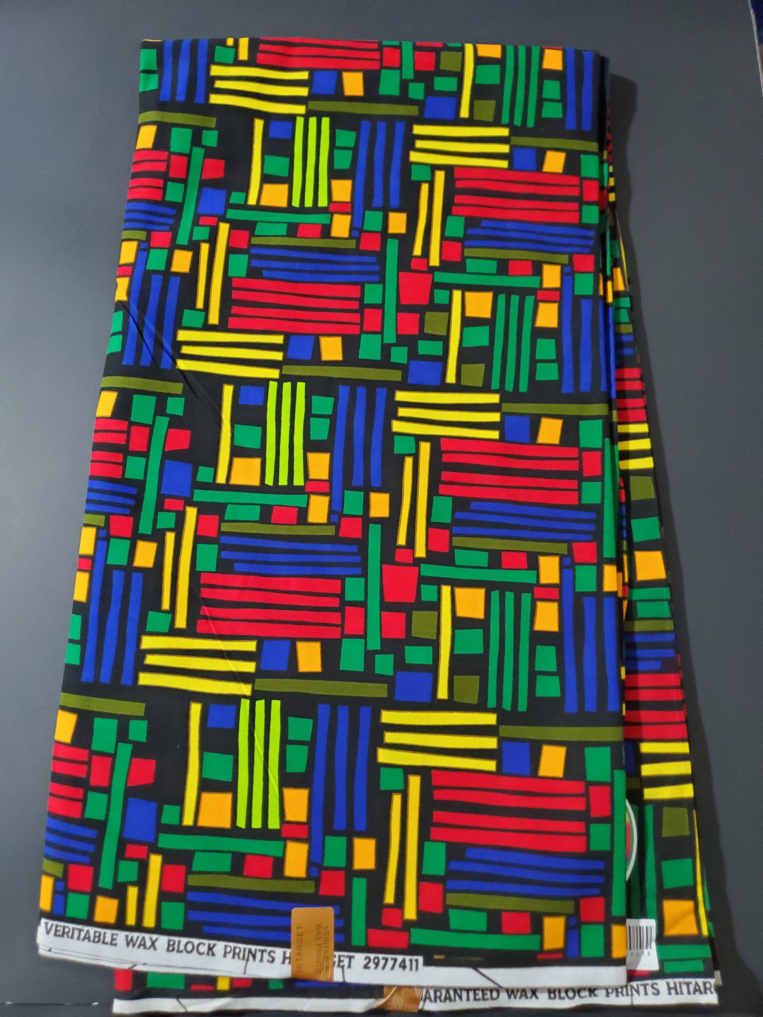 Black, Green and Red Multicolor African Ankara Fabric