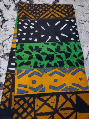 Black, Green, Gold and White Tribal African Ankara Fabric