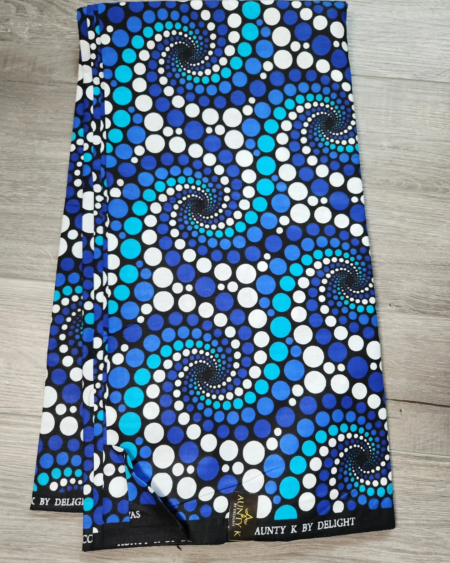 Black, White and Blue African Ankara Print Fabric