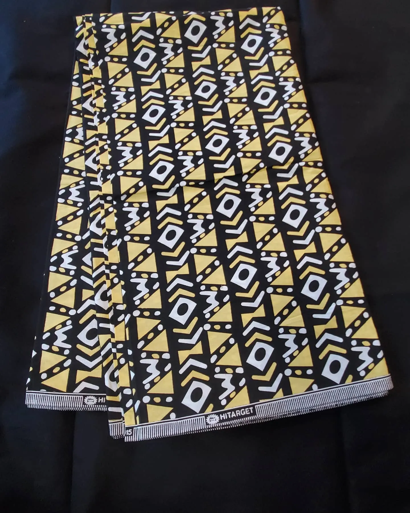 Black, White and Yellow African Ankara Fabric