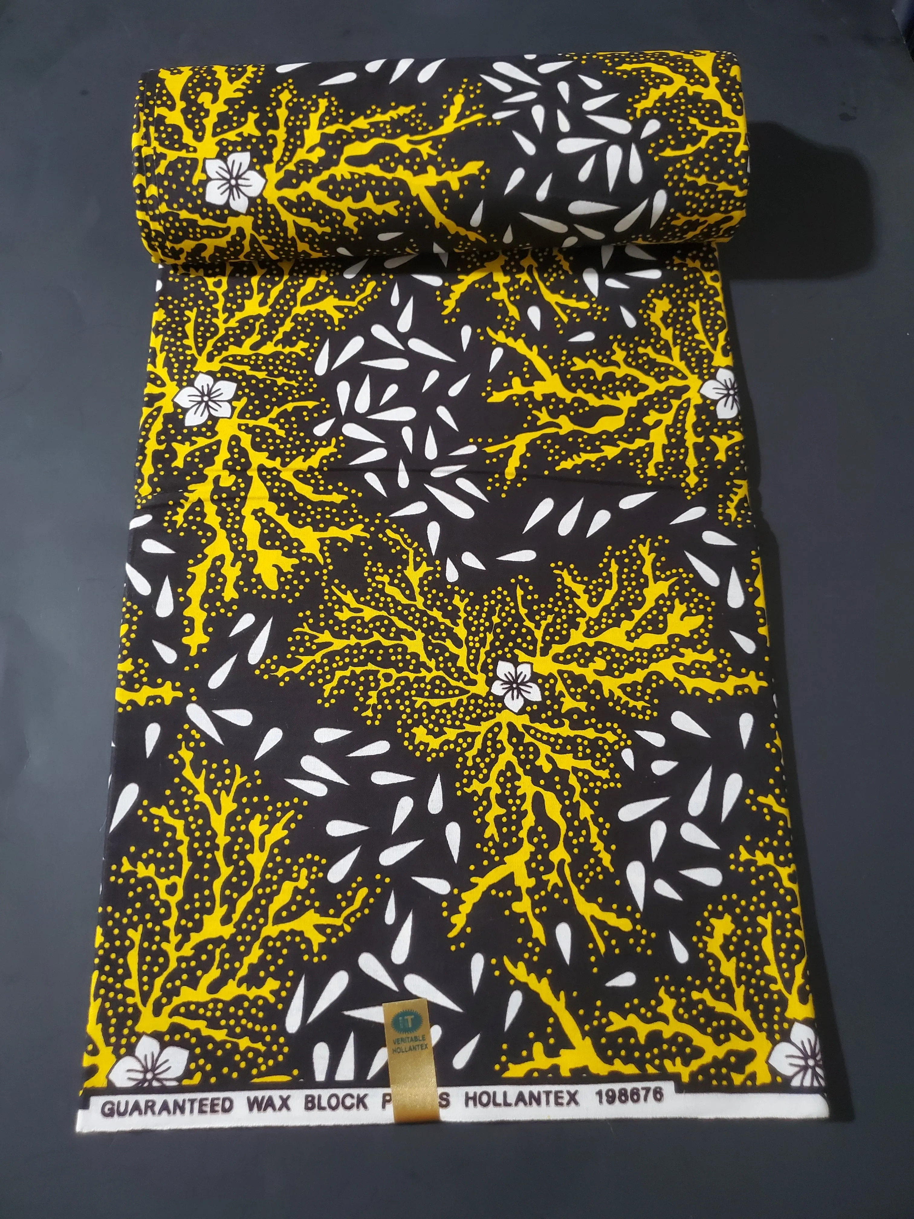 Black, White and Yellow Multicolor African Ankara Fabric