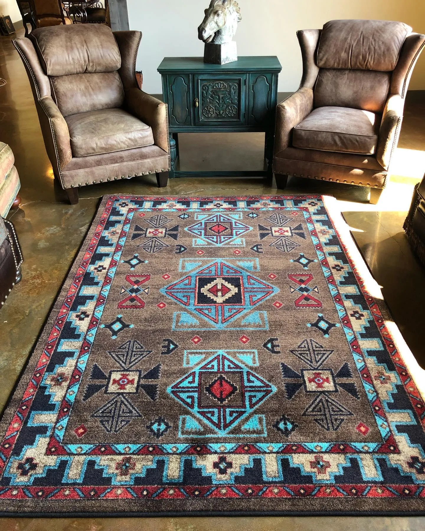 Blue Zircon Southwestern Rugs