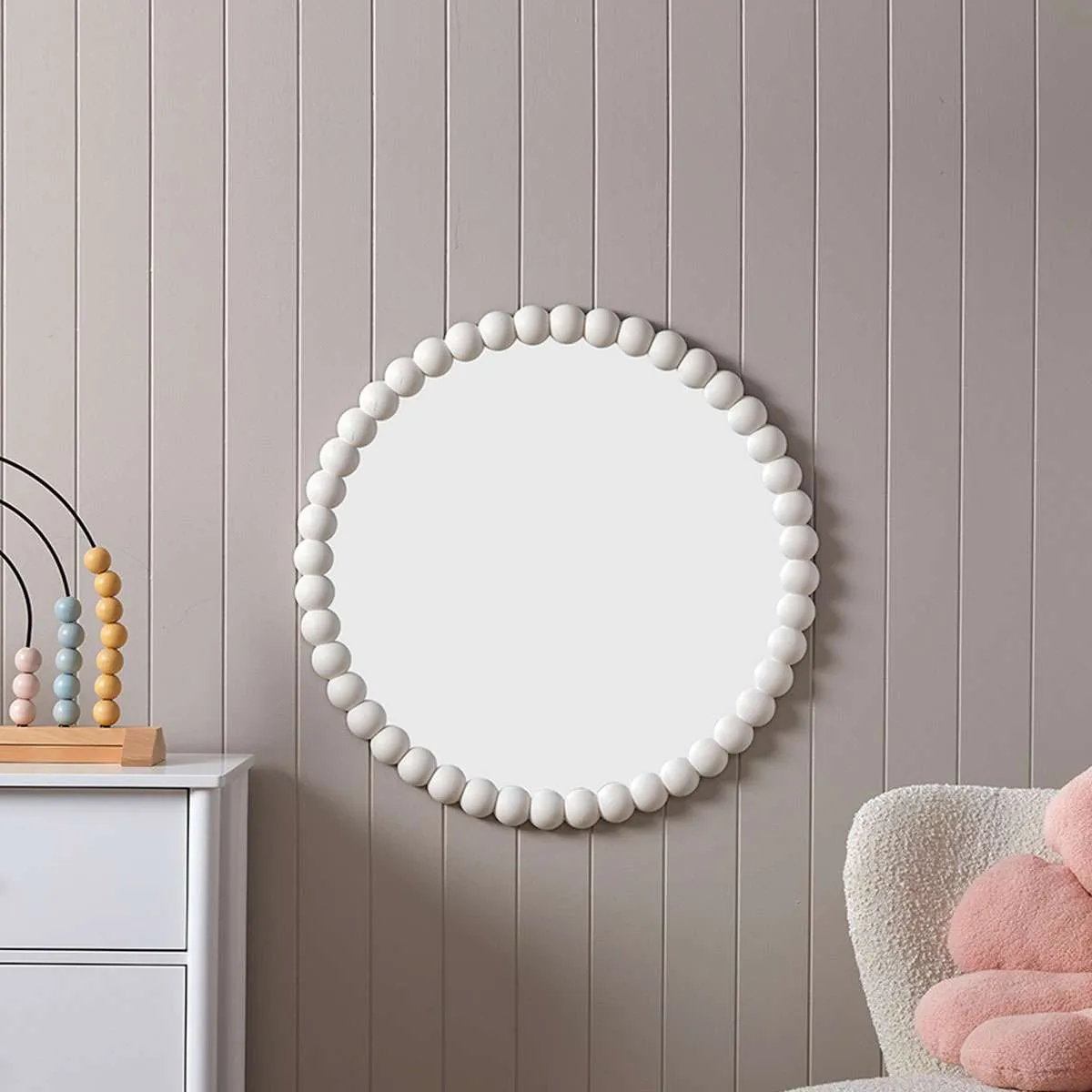 Bobbin Mirror - Round - White