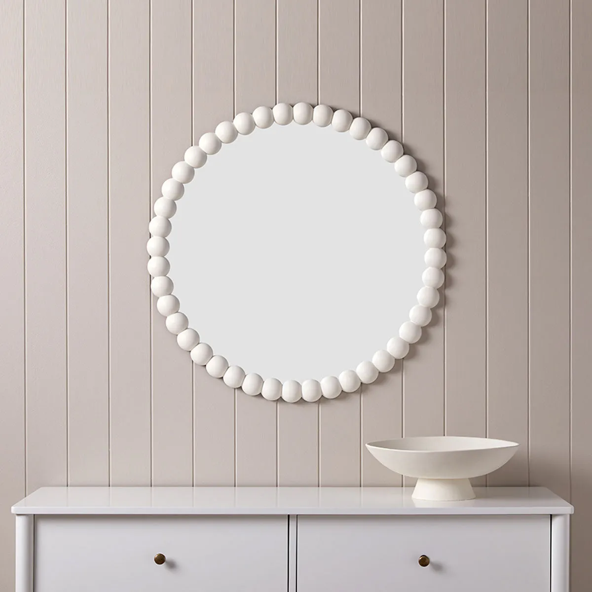 Bobbin Mirror - Round - White