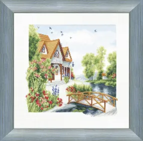 BRIDGE NEAR NATIVE HOME, Counted Cross Stitch Kit, 14 count Aida, 33,5 x 33,5 cm, Charivna mit | Momentos Magicos (M-316)