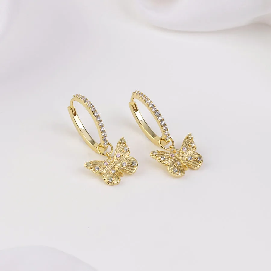 Butterfly Gold Hoop Earrings