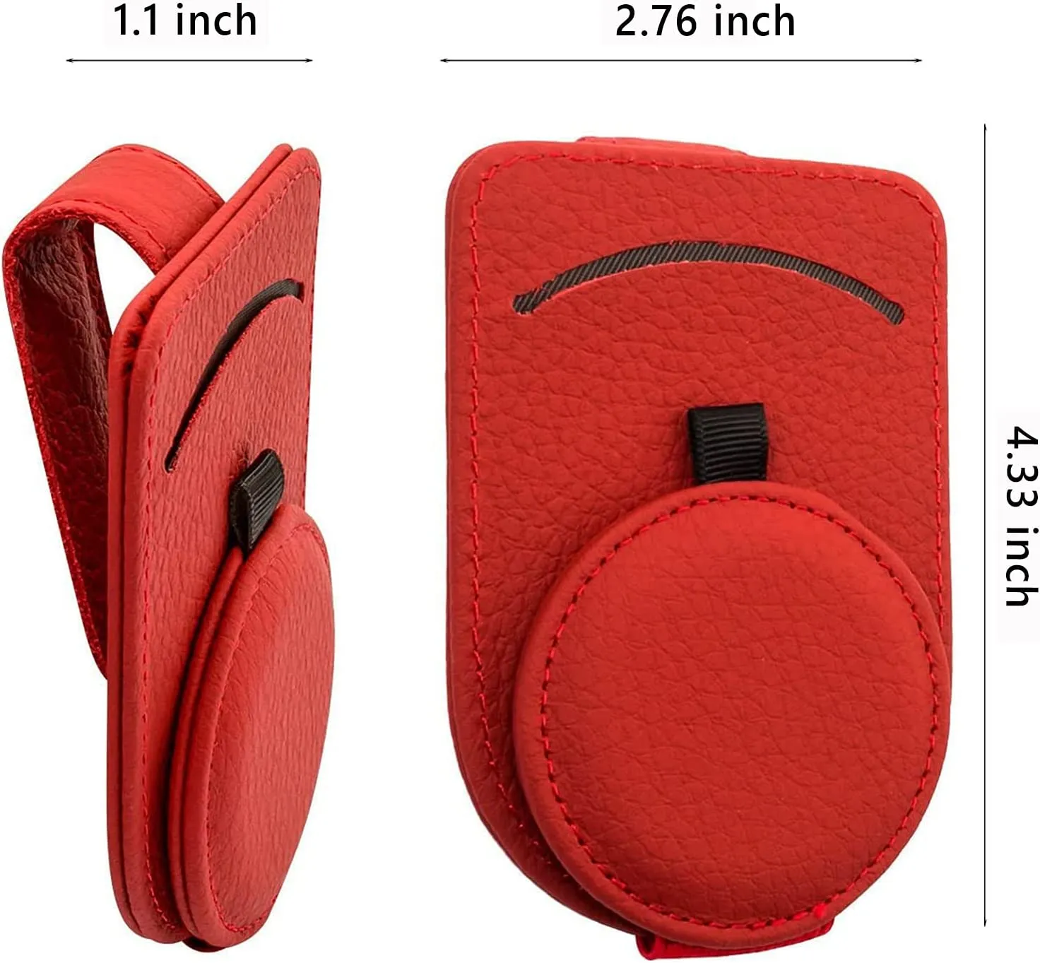 Car visor holder, leather magnetic, Multifunction Red