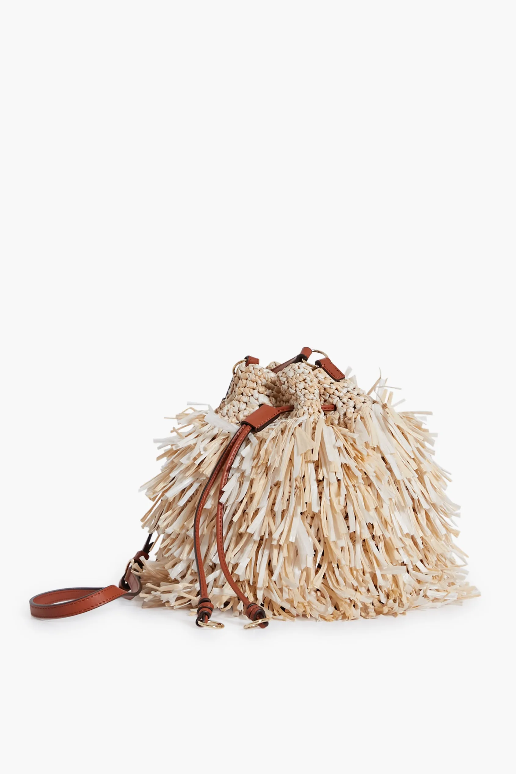 Cream Sierra Gigi Fringe Drawstring Bag