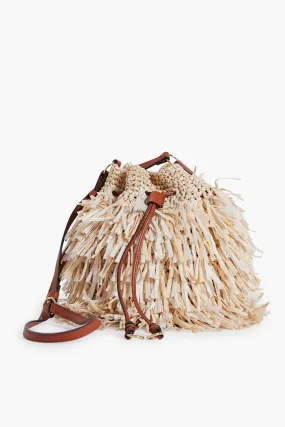 Cream Sierra Gigi Fringe Drawstring Bag