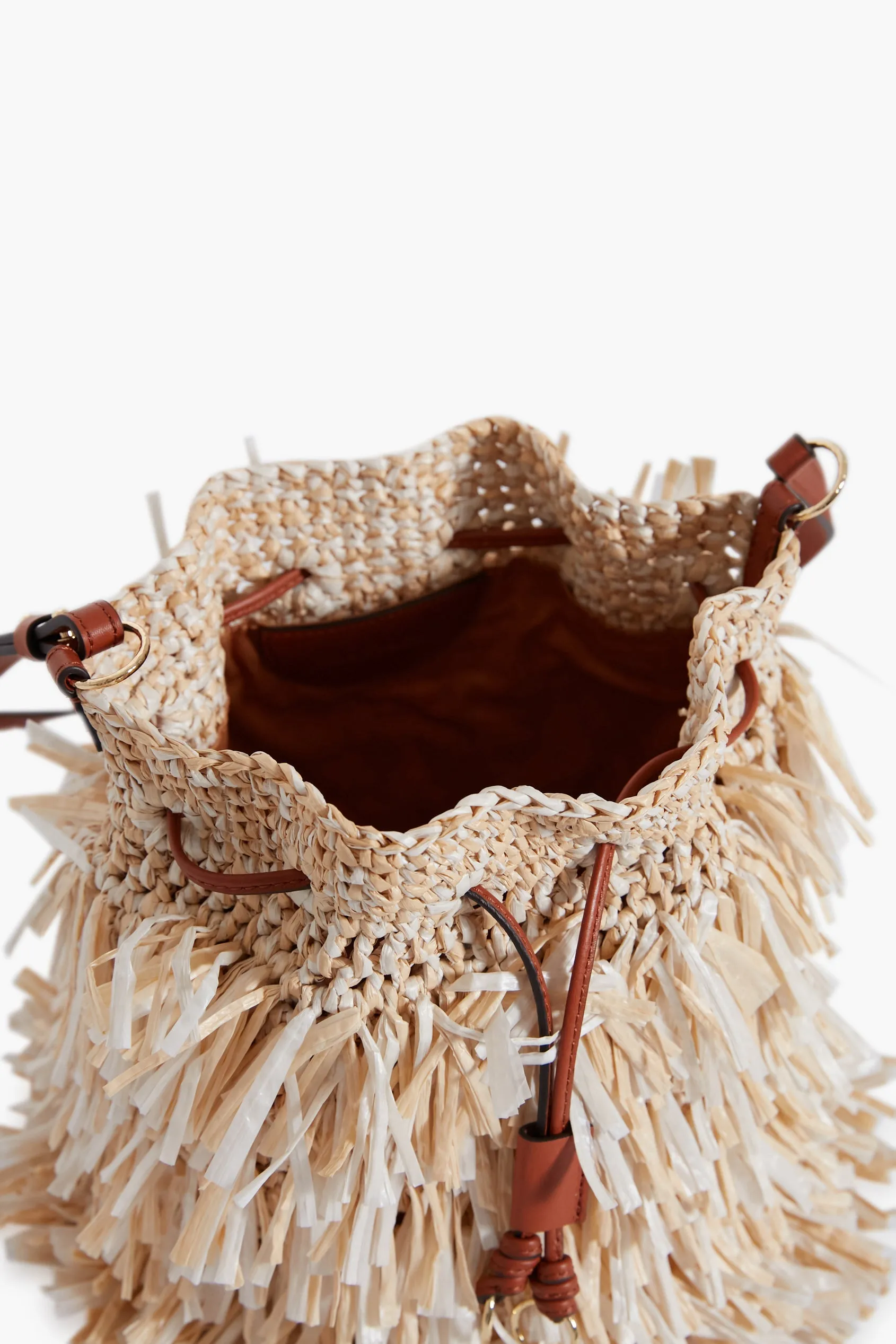 Cream Sierra Gigi Fringe Drawstring Bag