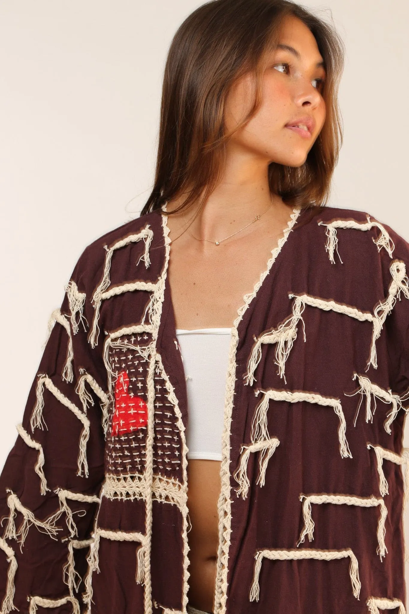 CROCHET FRINGE KIMONO DUSTER AMELIA