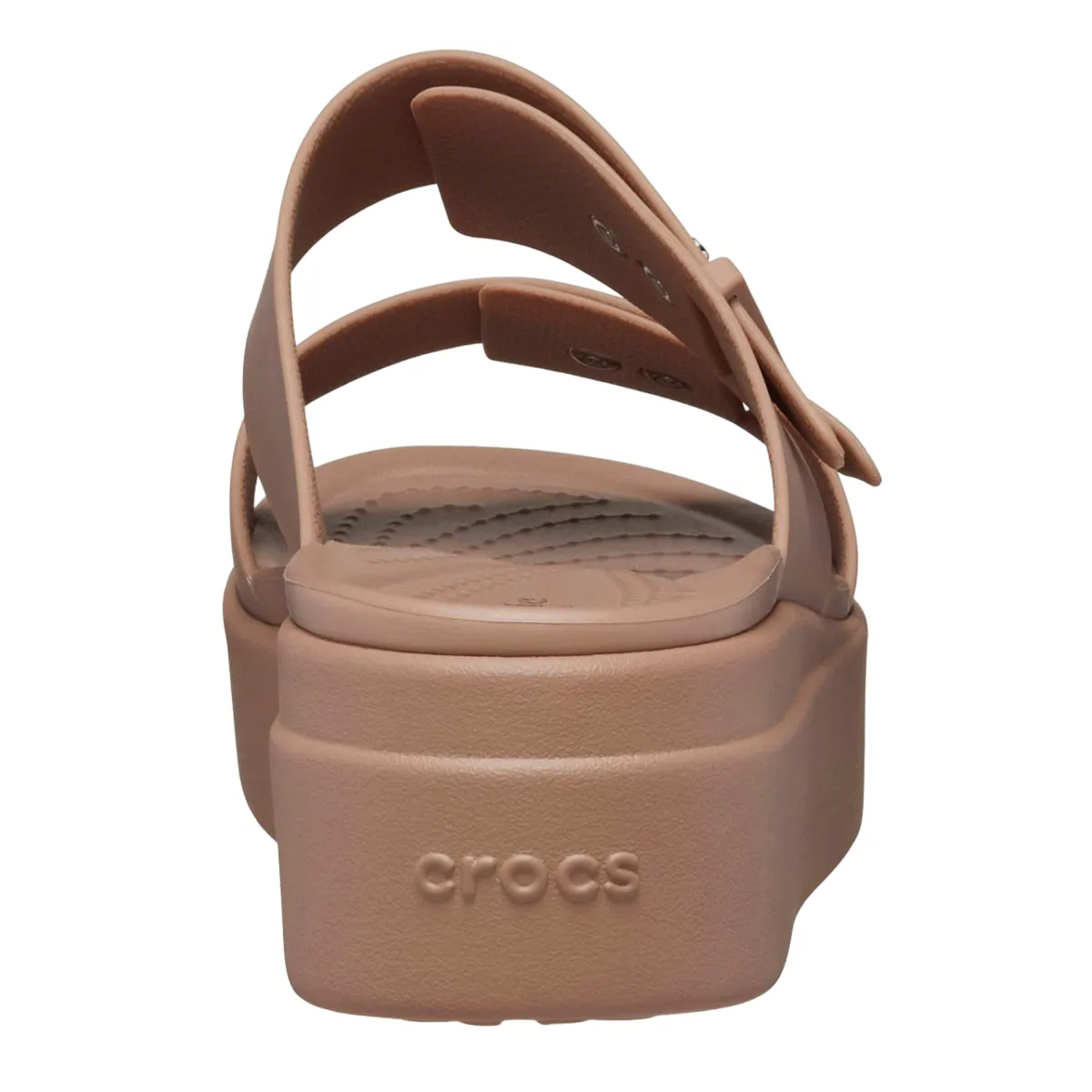 Crocs sandalo da donna con zeppa Brooklyn Buckle Low Wedge 207431-2Q9 latte