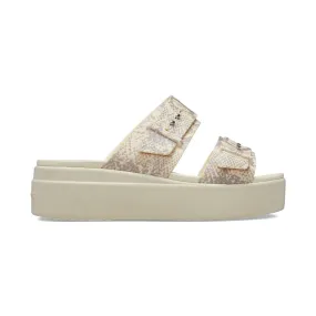 Crocs Sandalo da donna con zeppa Brooklyn Snake Buckle Low Wedge W 208244-1FR vanilla-multi