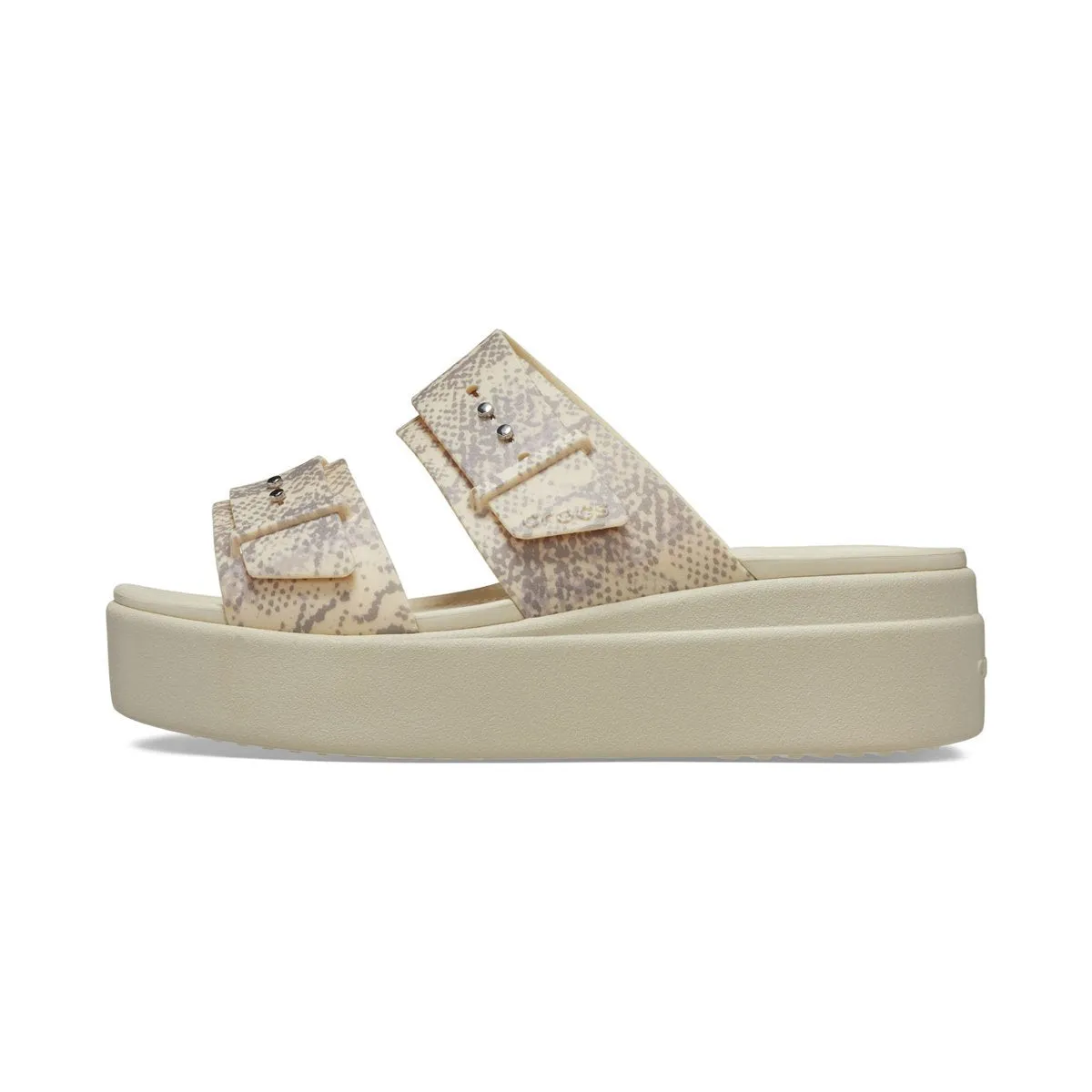 Crocs Sandalo da donna con zeppa Brooklyn Snake Buckle Low Wedge W 208244-1FR vanilla-multi