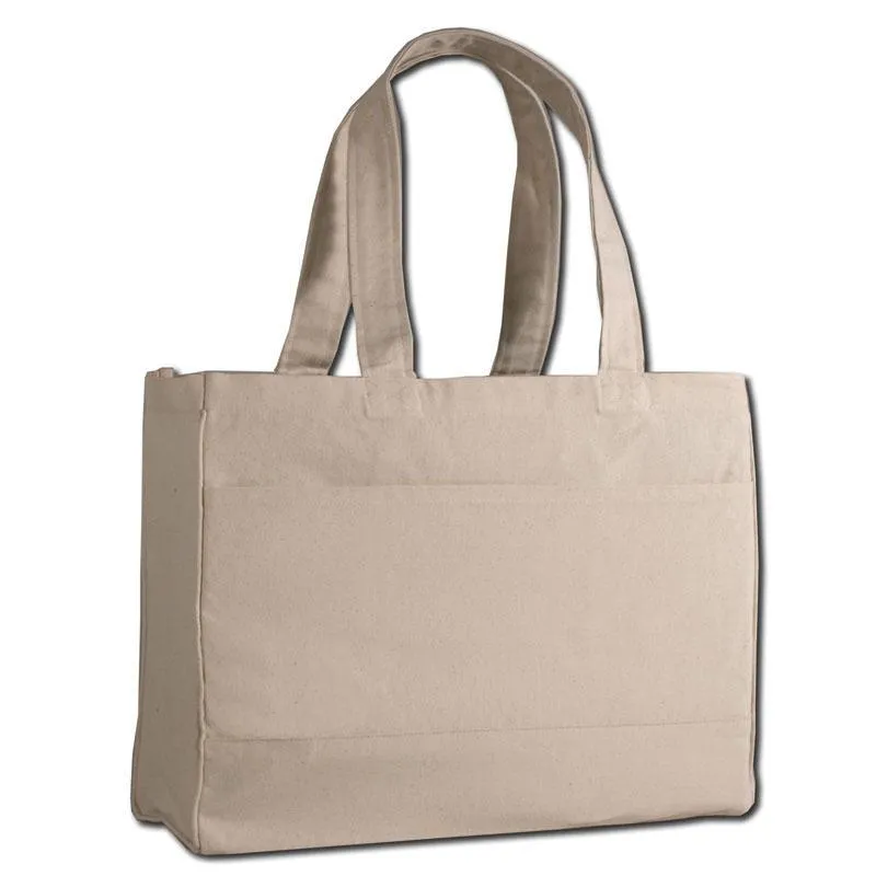 CUSTOM COTTON CANVAS TOTE BAG WITH INSIDE ZIPPER POCKET