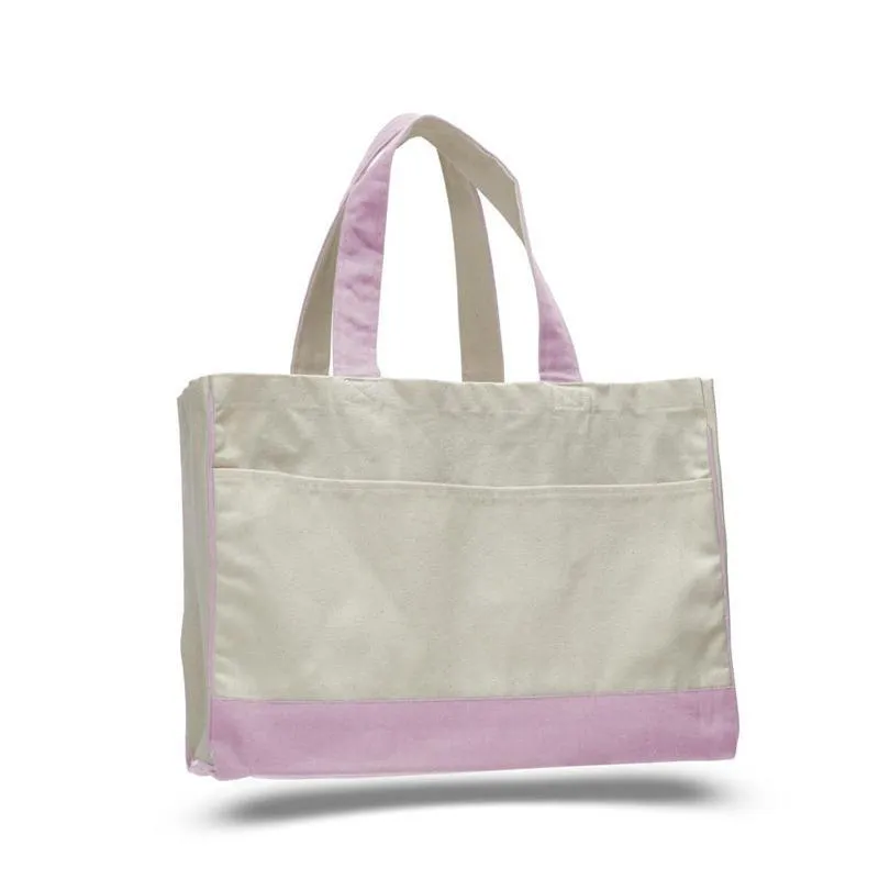 CUSTOM COTTON CANVAS TOTE BAG WITH INSIDE ZIPPER POCKET