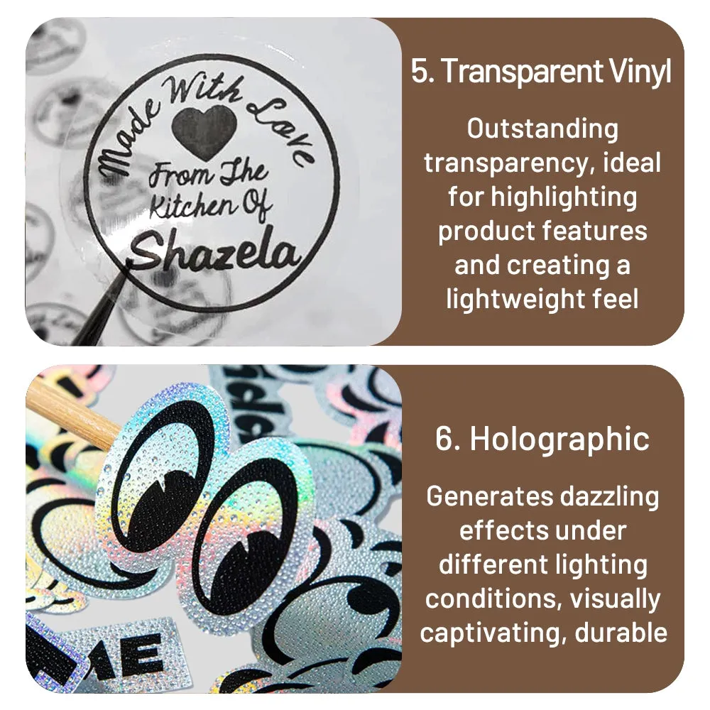 Custom Design Die Cut Stickers - Vinyl, Washi, Kraft, Holographic