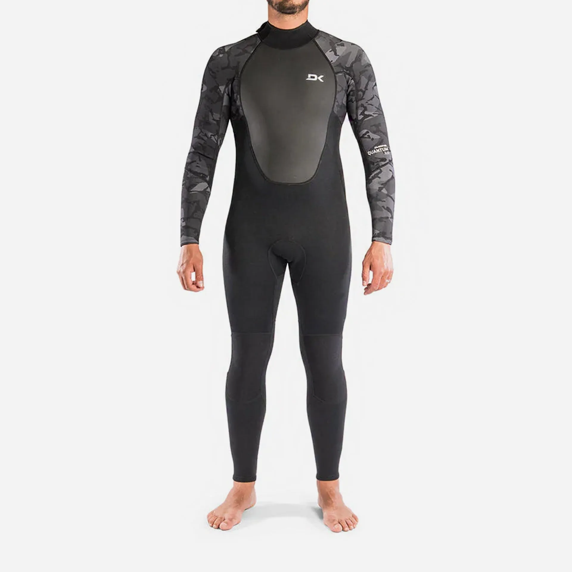 Dakine Mens Quantum Back Zip 3/2 GBS Full Wetsuit - Black Camo/White