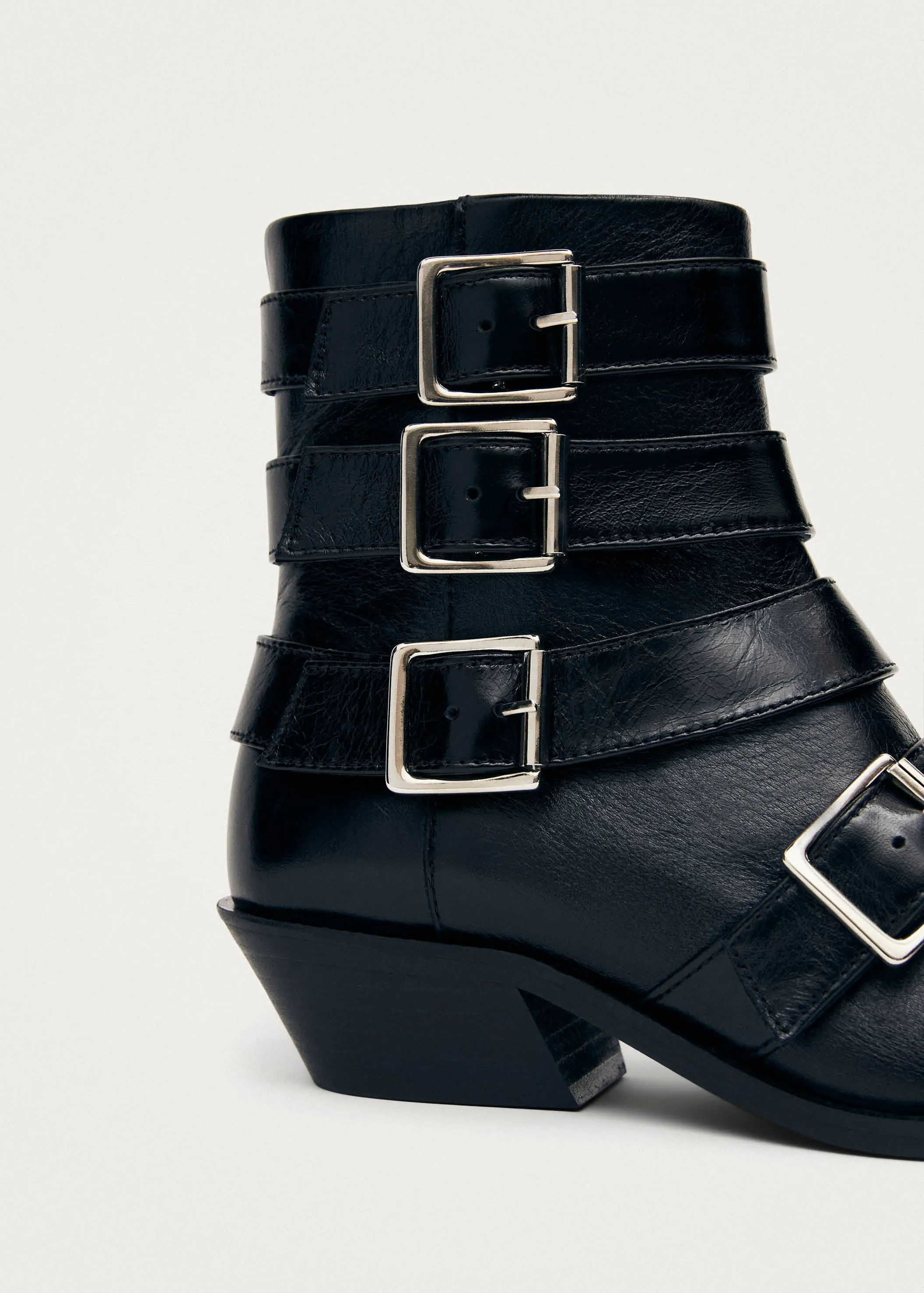 Eras Black Leather Ankle Boots