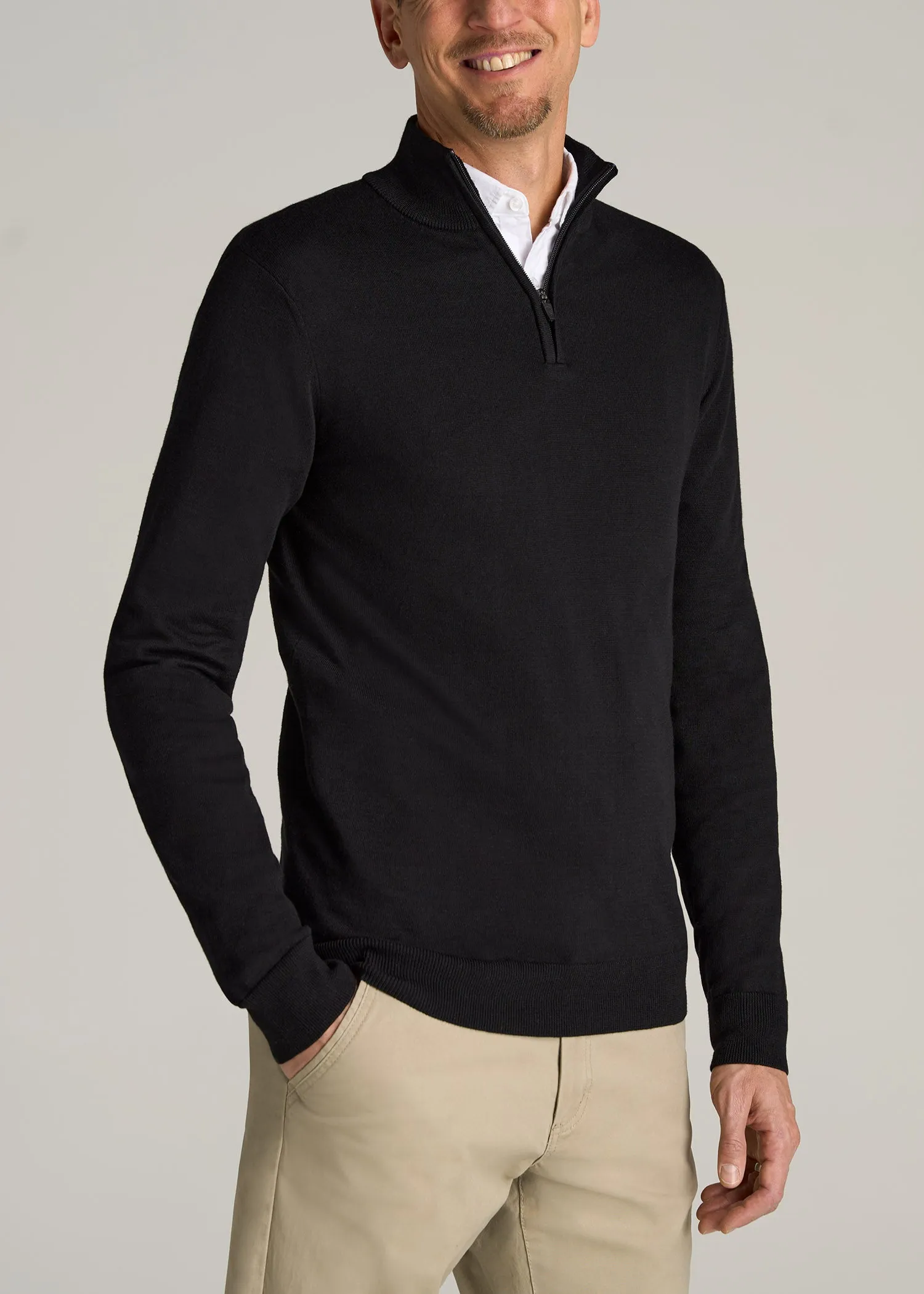 Everyday Quarter-Zip Tall Men's Sweater in Black