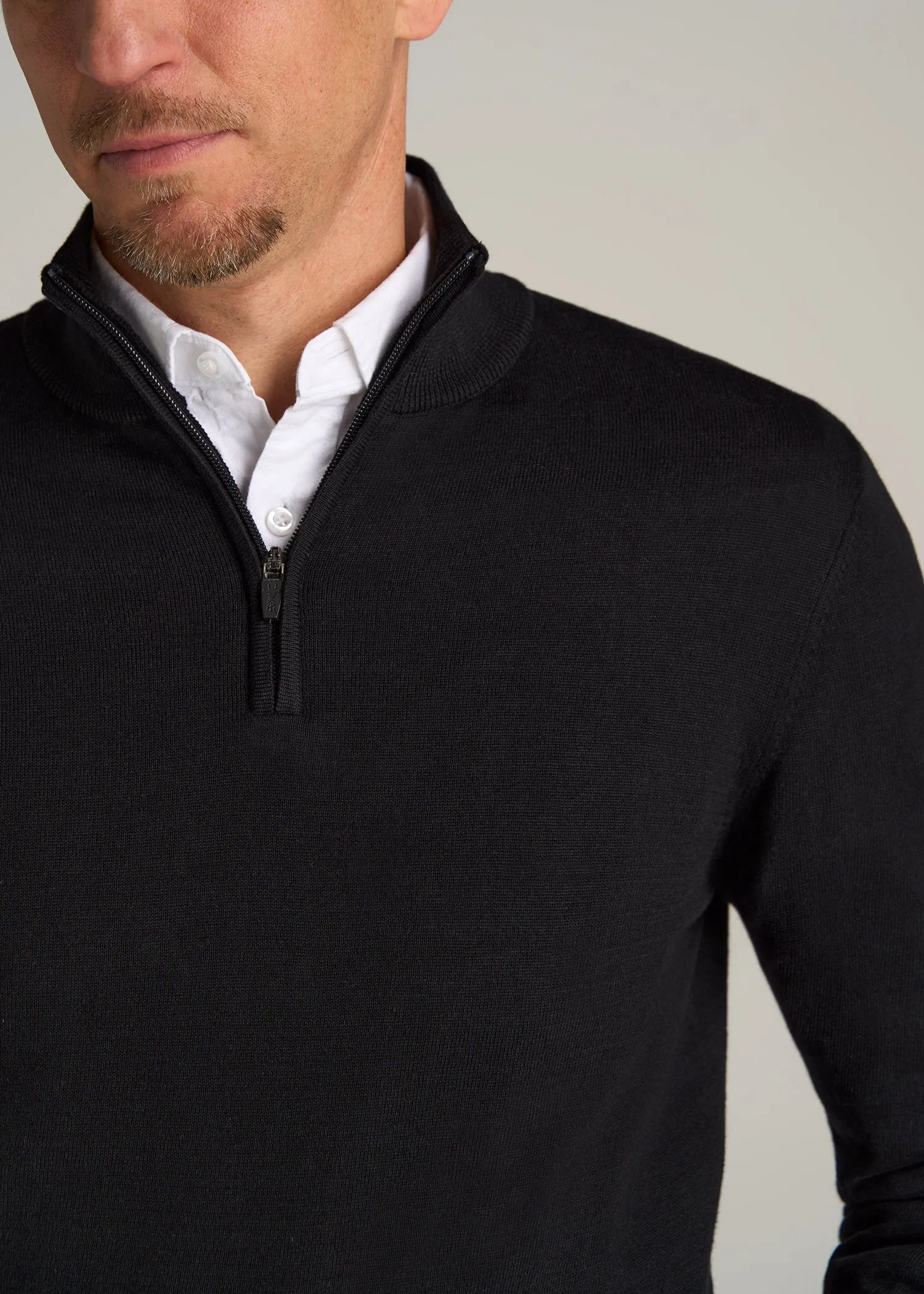 Everyday Quarter-Zip Tall Men's Sweater in Black