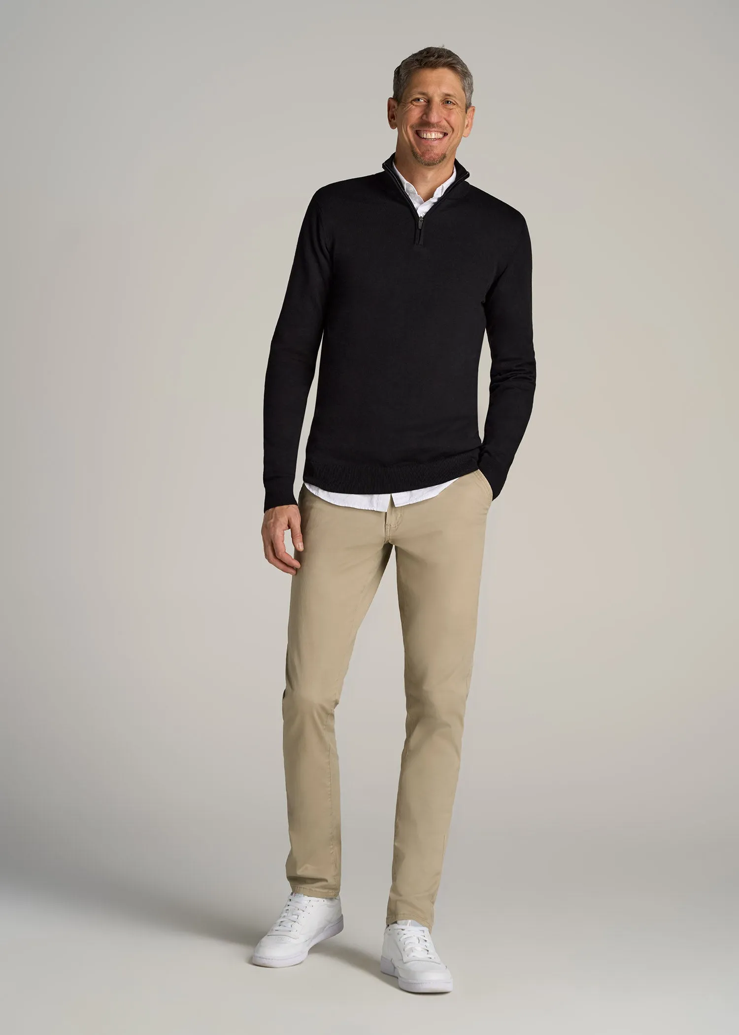 Everyday Quarter-Zip Tall Men's Sweater in Black