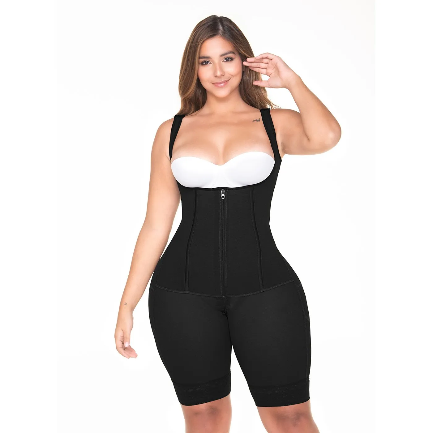 Fajas MariaE RA003 Fajas Colombianas Tummy Control Compression Garment | Open Bust Shapewear  | Powernet