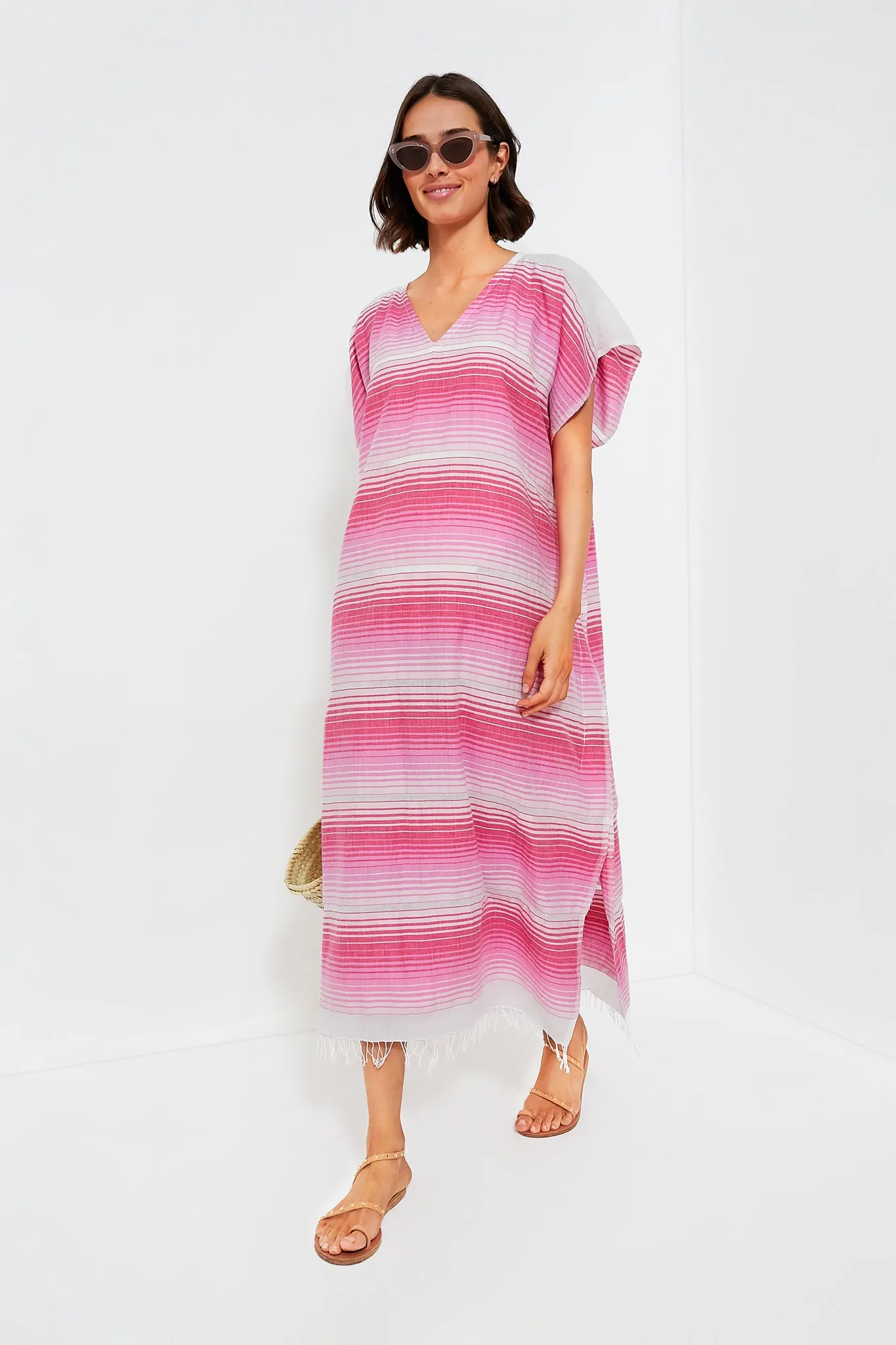 Feven Fuchsia Dalila V Neck Caftan