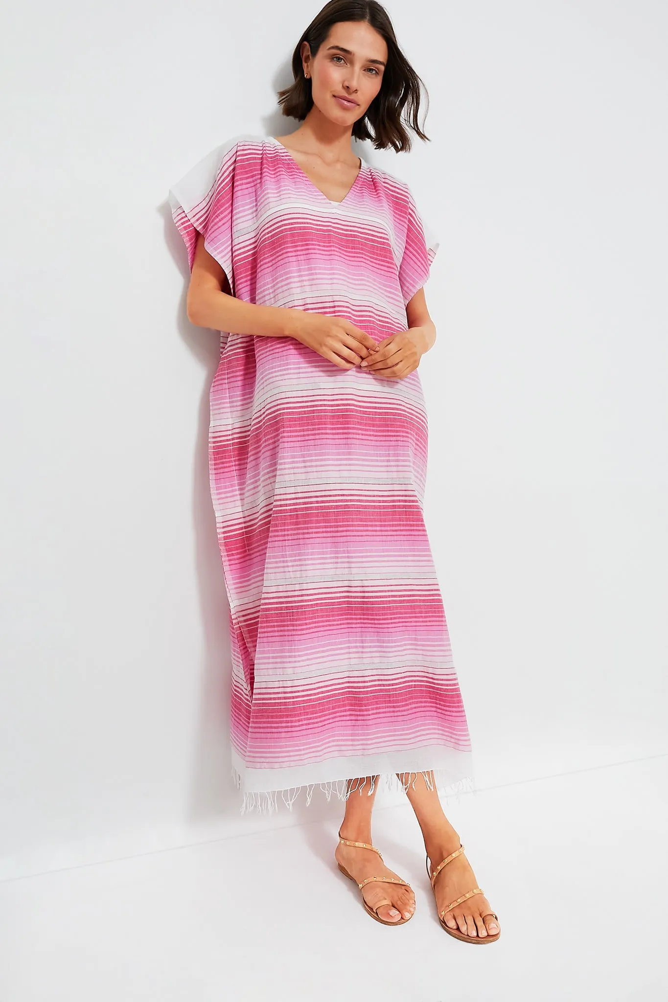 Feven Fuchsia Dalila V Neck Caftan